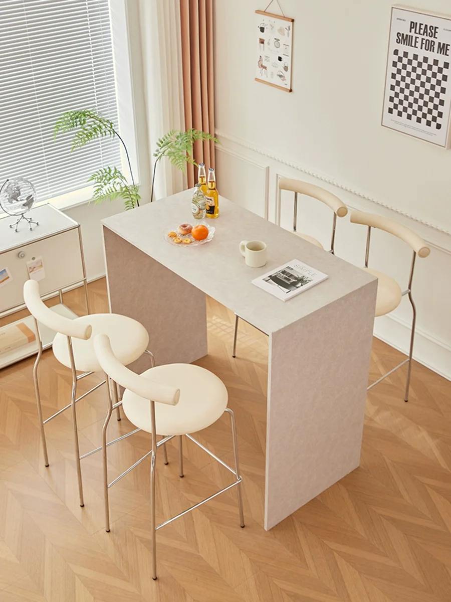 Nordic Bar Stool with Backrest for Home Use, High Stool, Light Luxury Bar Counter High Chair, Iron Art Bar Stool, Island