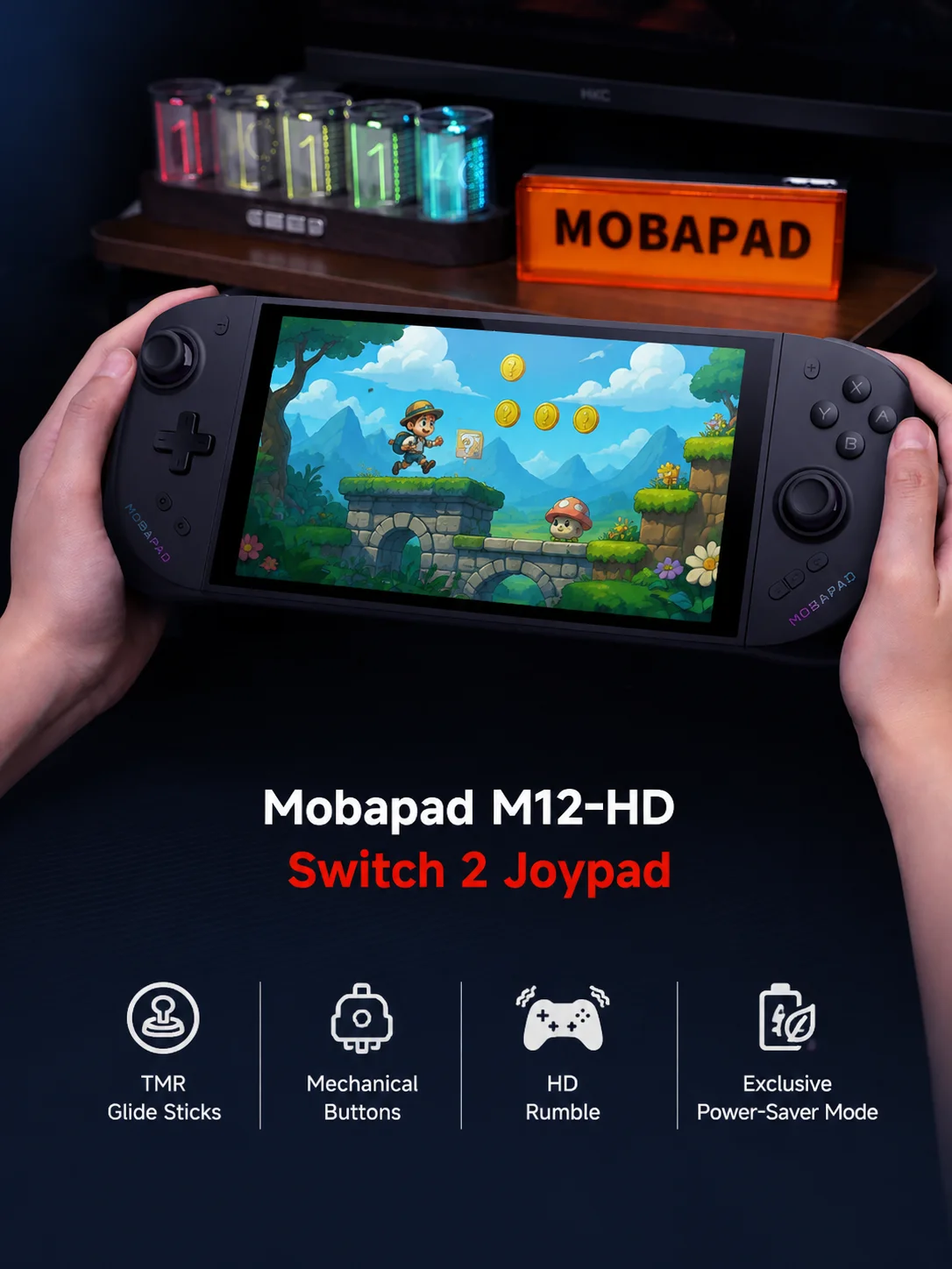 Kontroler do gier MOBAPAD M12 HD dla konsoli Nintendo Switch 2 z drążkami TMR, mechanicznymi przyciskami i funkcją HD Rumble Joypad dla Switch2 — zdjęcie produktu 7