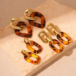 Acrylic Resin Geometric Oval Women Earrings Retro Leopard Earring For Women Fashion Party Jewelry Accessories Dropshipping