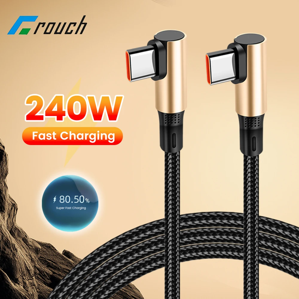 

Кабель для быстрой зарядки, 240 Вт, двойной кабель типа C, двойной чип E-Marker, локоть типа C к типу C, кабель для iphone 15 16 Samsung Huawei Xiaomi