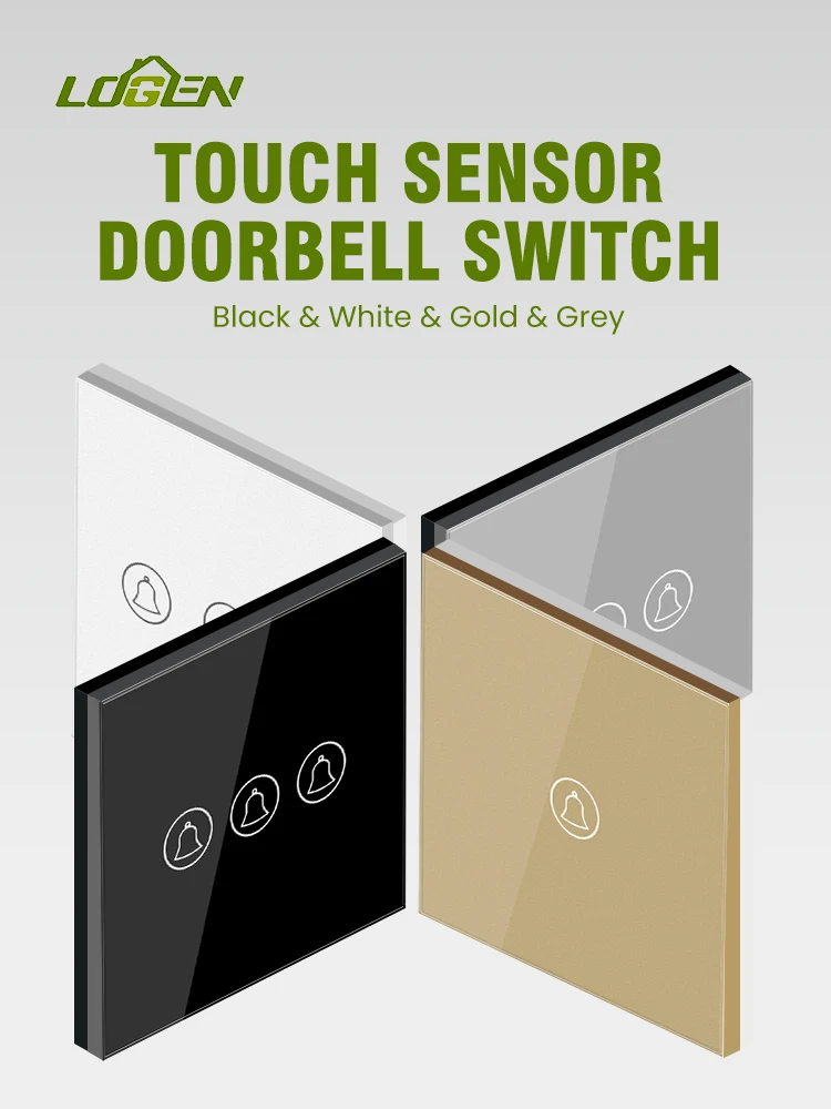 

LOUYSGEN Стандарт ЕС, переключатель дверного звонка, стеклянная панель, настенный переключатель, сенсорный сенсорный переключатель, 500 Вт, 220 В, 1/2/3 компл., 1 ход, без нейтрального провода