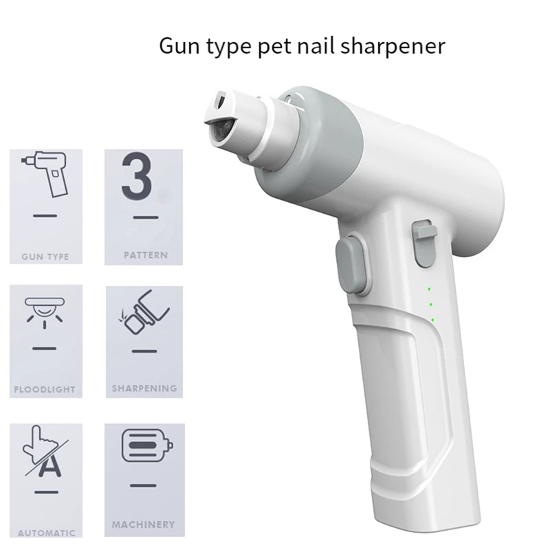 Электрическая шлифовальная машина для ногтей для домашних животных, Белый ABS, низкий уровень шума, Электронная шлифовальная машина для ногтей для собак