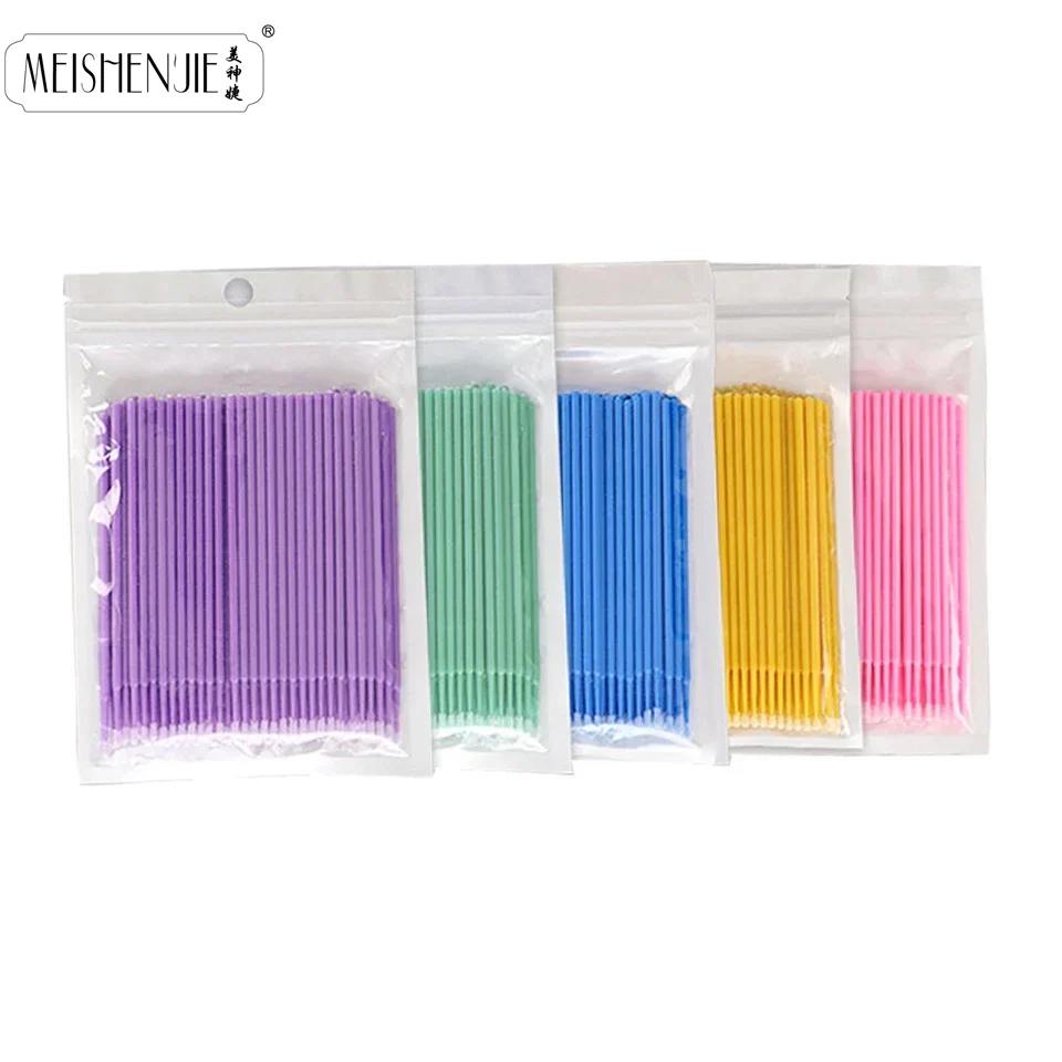 100pcs Cotton Swab Eyelash Extension Brushes Microbrush Applicators Individual Mascara Micro Makeup Brush Soft Stick