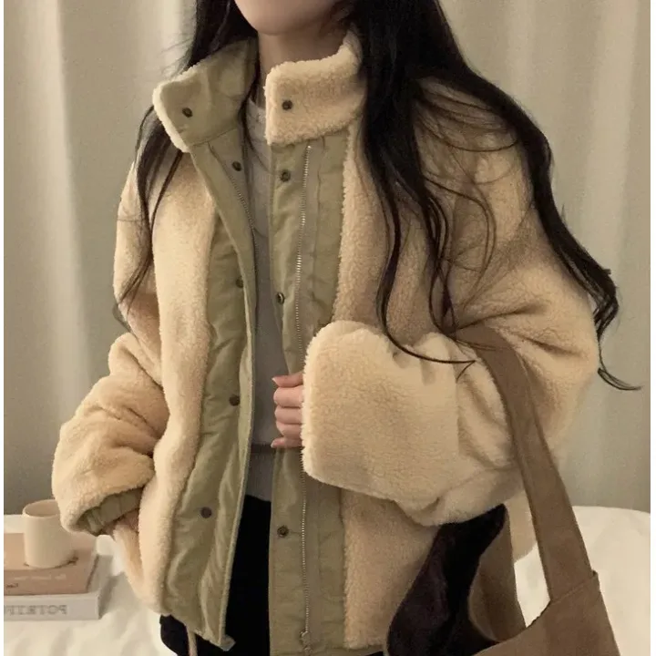 

Зимнее пальто Thiened ort, женское пальто с воротником-стойкой в стиле пэчворк, корейское теплое пальто, модный хлопок, 00% женская верхняя одежда