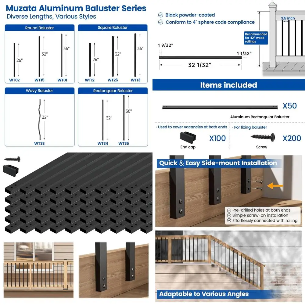 

32 балясины для металлических и композитных перил с винтами - балясины для лестниц и веранд
