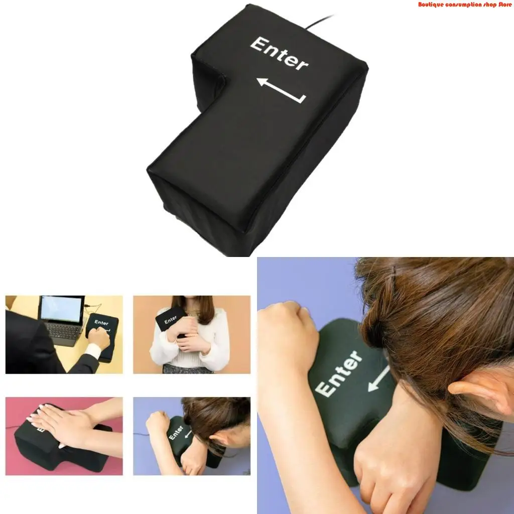 L9NA Big Enter Pillow Button Usb Huge Enter Stress Reliever Cushion Gift Toy
