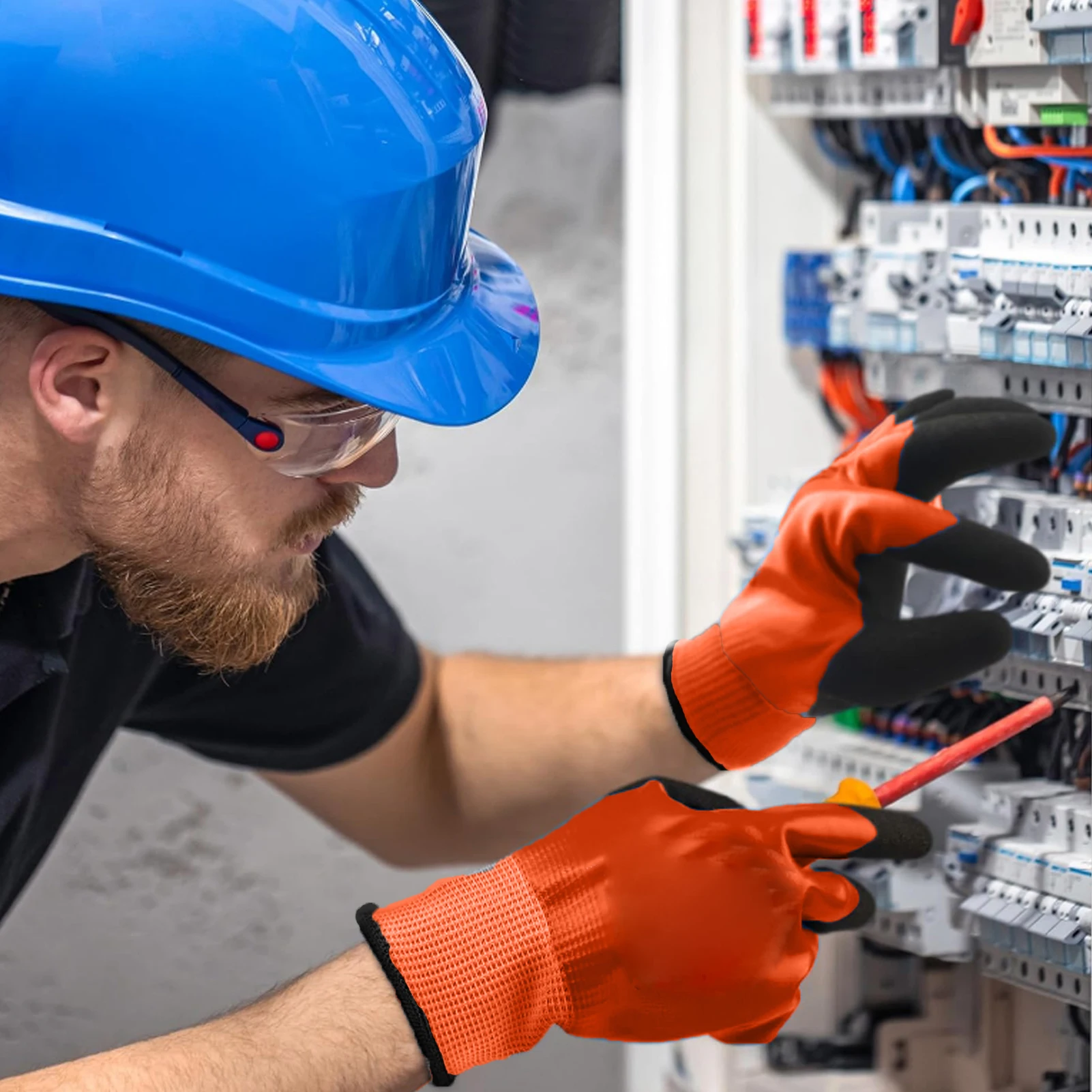 

Insulated Electrician Gloves Work Gloves Electrical Rubber Anti Slip Texture Design for Electricians Prevent Shock