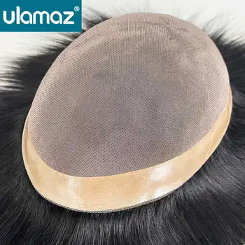 モノラルかつら男毛プロテーゼ耐久性のあるモノラル NPU かつらメンズウィッグ人毛 CC 形状毛細管プロテーゼナチュラル男性ヘアシステム