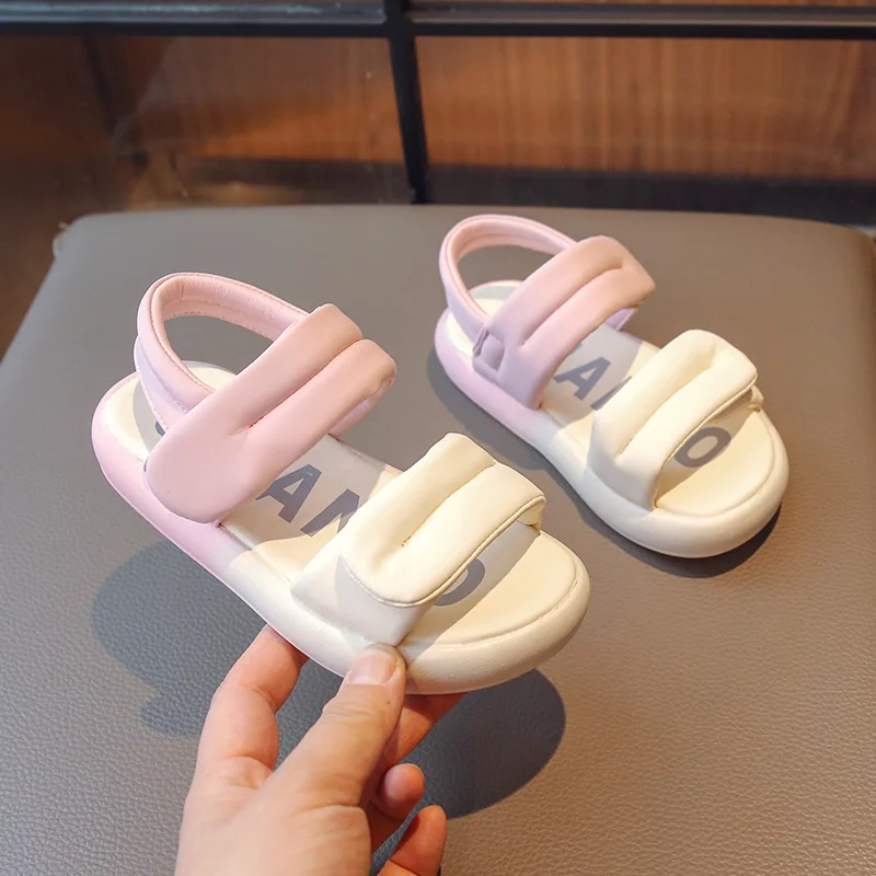 Kids Sandals for Girls Summer Gradient Beach Sandals Comfortable Soft Open Toe Princess Shoes Children Anti Slip Sports Sandals