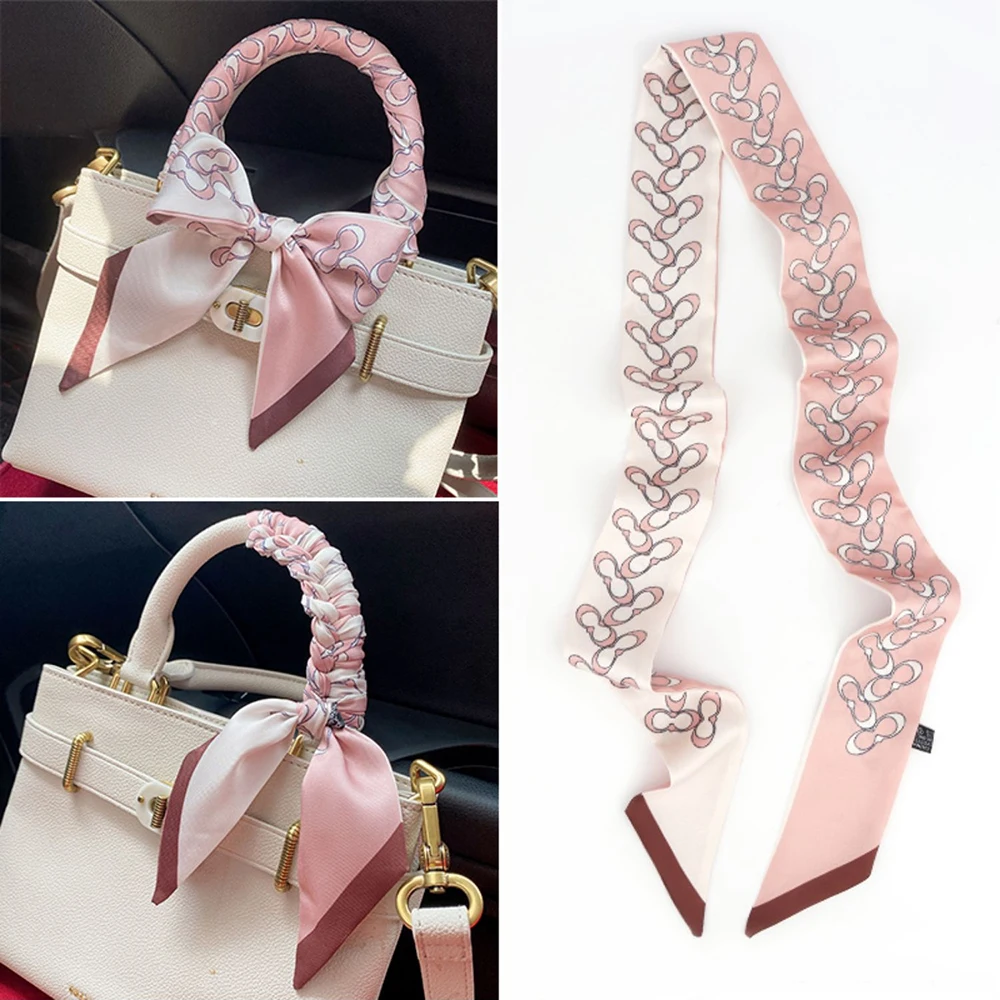 Korean Version of The Autumn Plain Color New Women's Ribbon Hair Ribbon Streamer Tied bag Long belt silk scarf Small Scarf Scarf