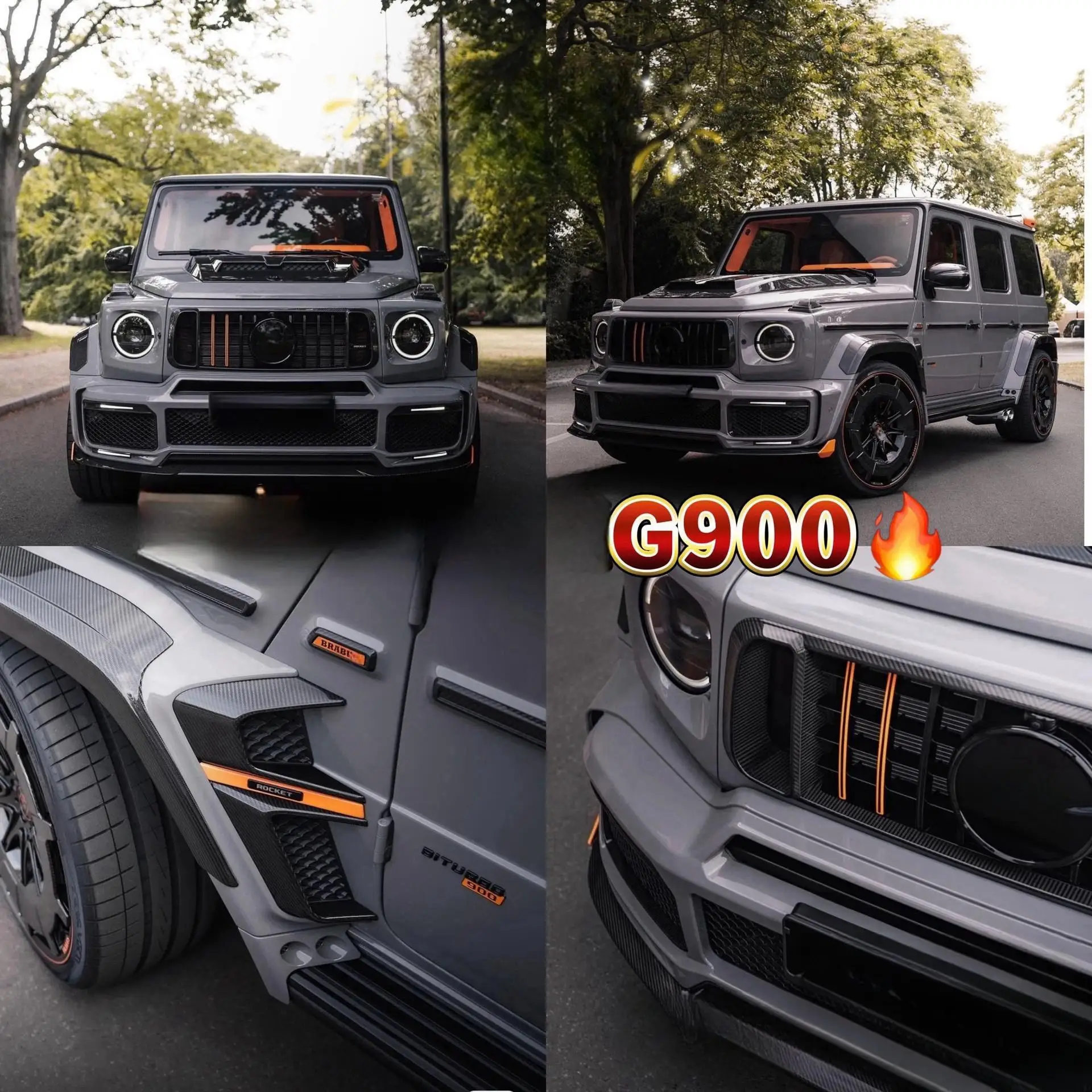 For Mercedes Benz G-Class Widebody kit Carbon Fiber For Brabu Rocket G900 Style W464 G63 Class G500 G800 For AMG BodyKit