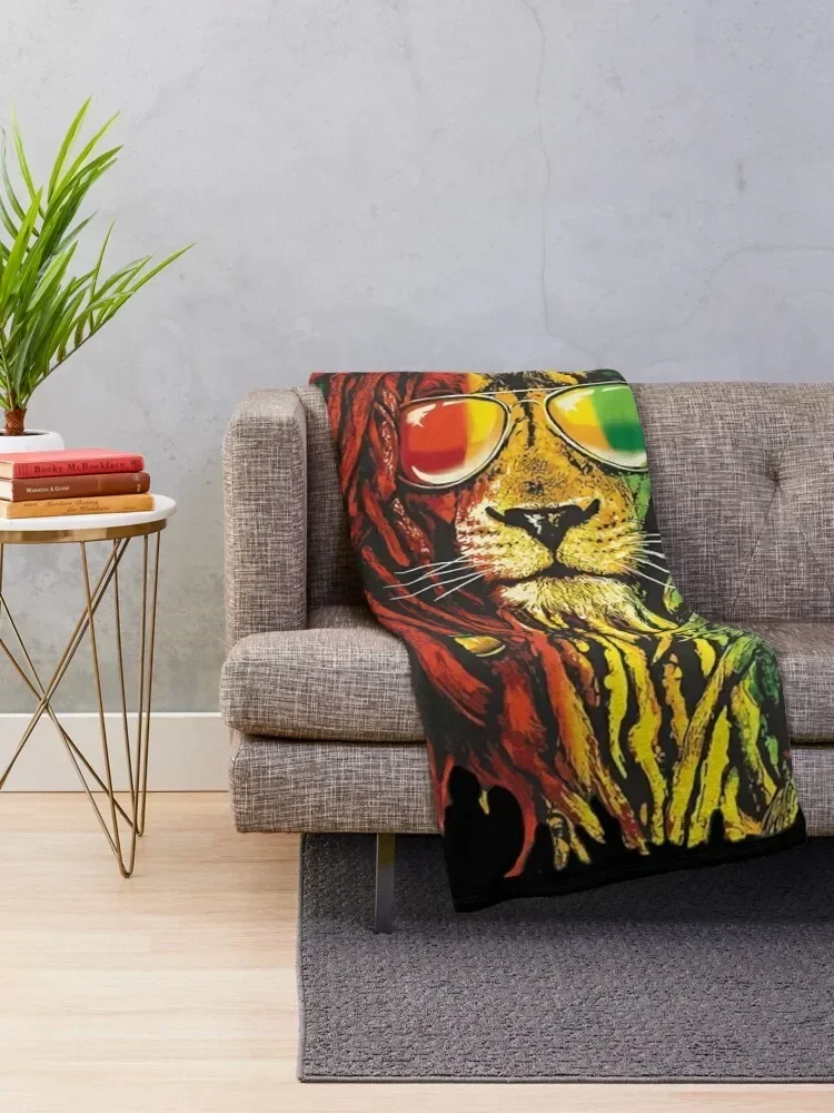 Bob Marley Rasta Lion Art for Reggae Lover Throw Blanket Tourist Nap Soft Thins Blankets