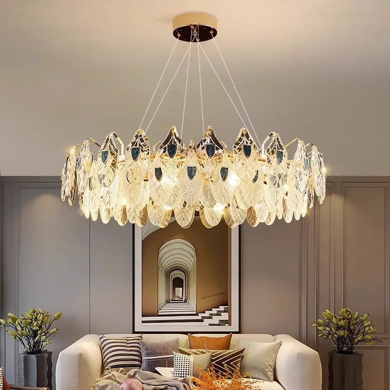 Round/Oval Light Luxury Gold LED Crystal Chandelier, lustre Living Room, Dining Room Home Lighting Decorative Ceiling Lights.