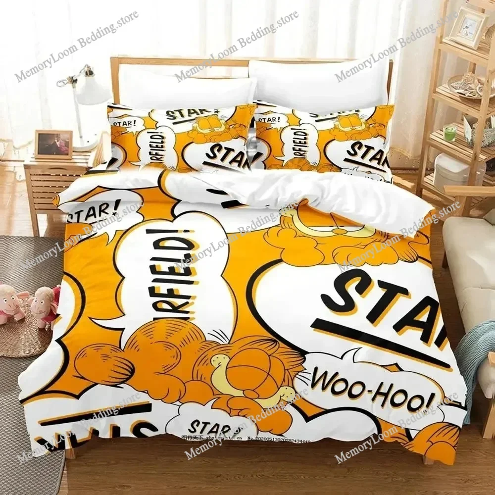 

3D Print Orange Cat Cartoon Bedding Set Duvet Cover Bed Set Quilt Cover Pillowcase Comforter king Queen Size Boys Adult Bedding