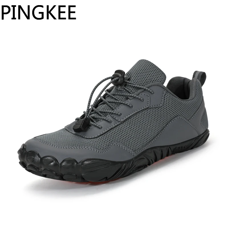 PINGKEE Mesh Upper Barefoot Foot Wide Toe Box Casual Boots For Men Sneakers Trailing Hiking Trekking Male Mens Toebox Shoes