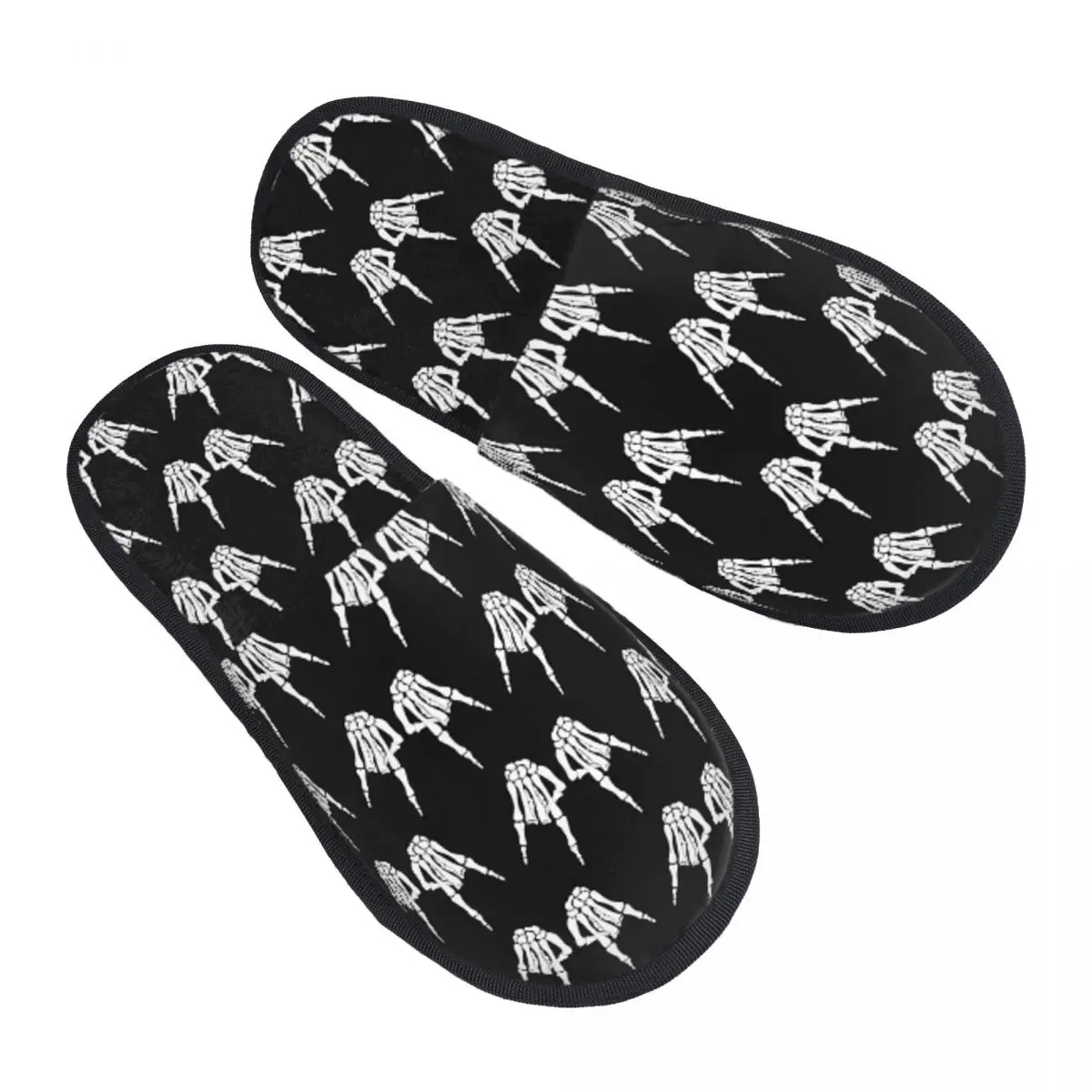Custom Skeleton Hands Gestures Print Slippers Memory Foam Warm Soft Women House Slipper Bedroom Comfy Shoes