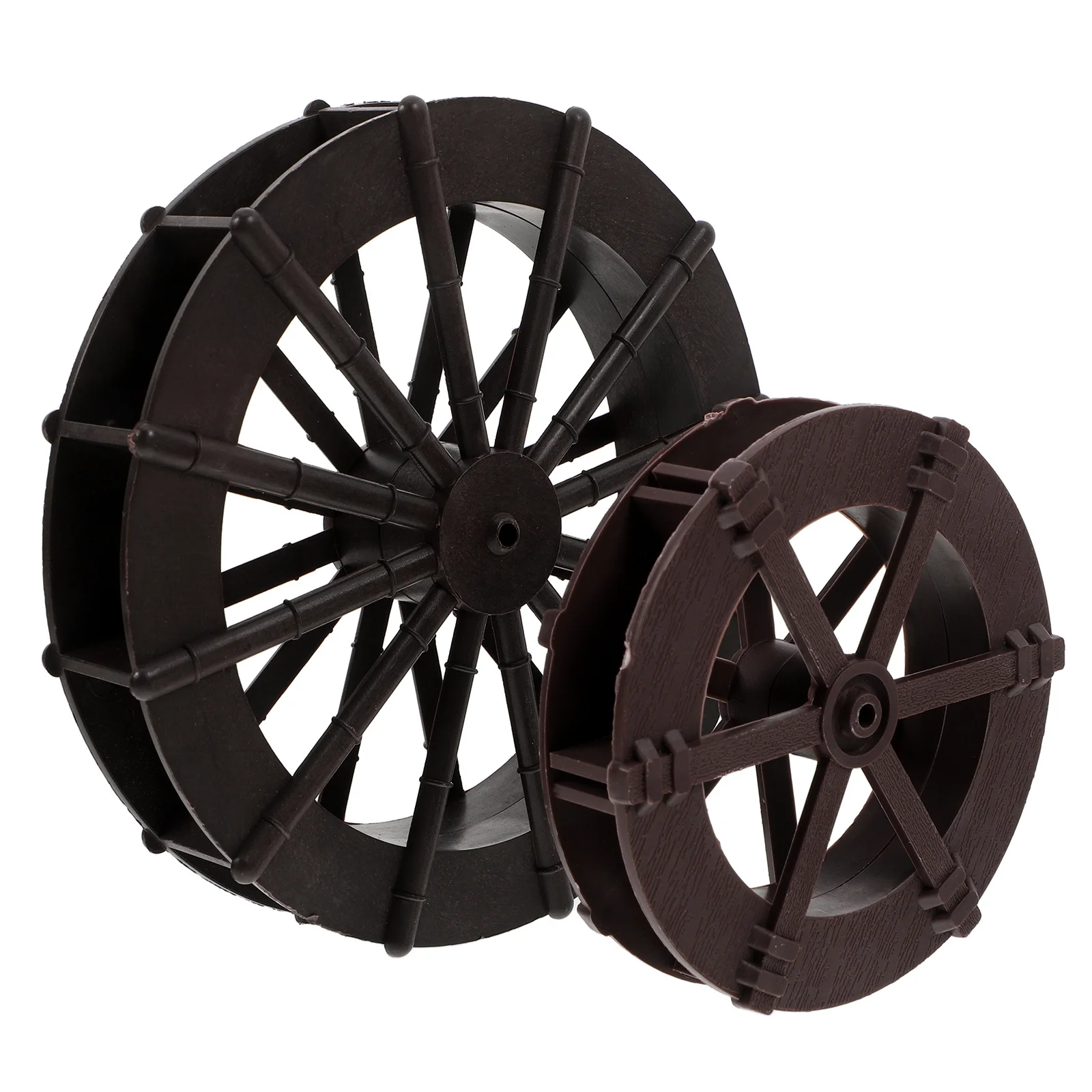 

2pcs Fish Tank Rockery Mini Water Wheel Aquarium Landscape Prop Brown Simulation Waterfall Decoration For Aquatic Pets Feng Shui