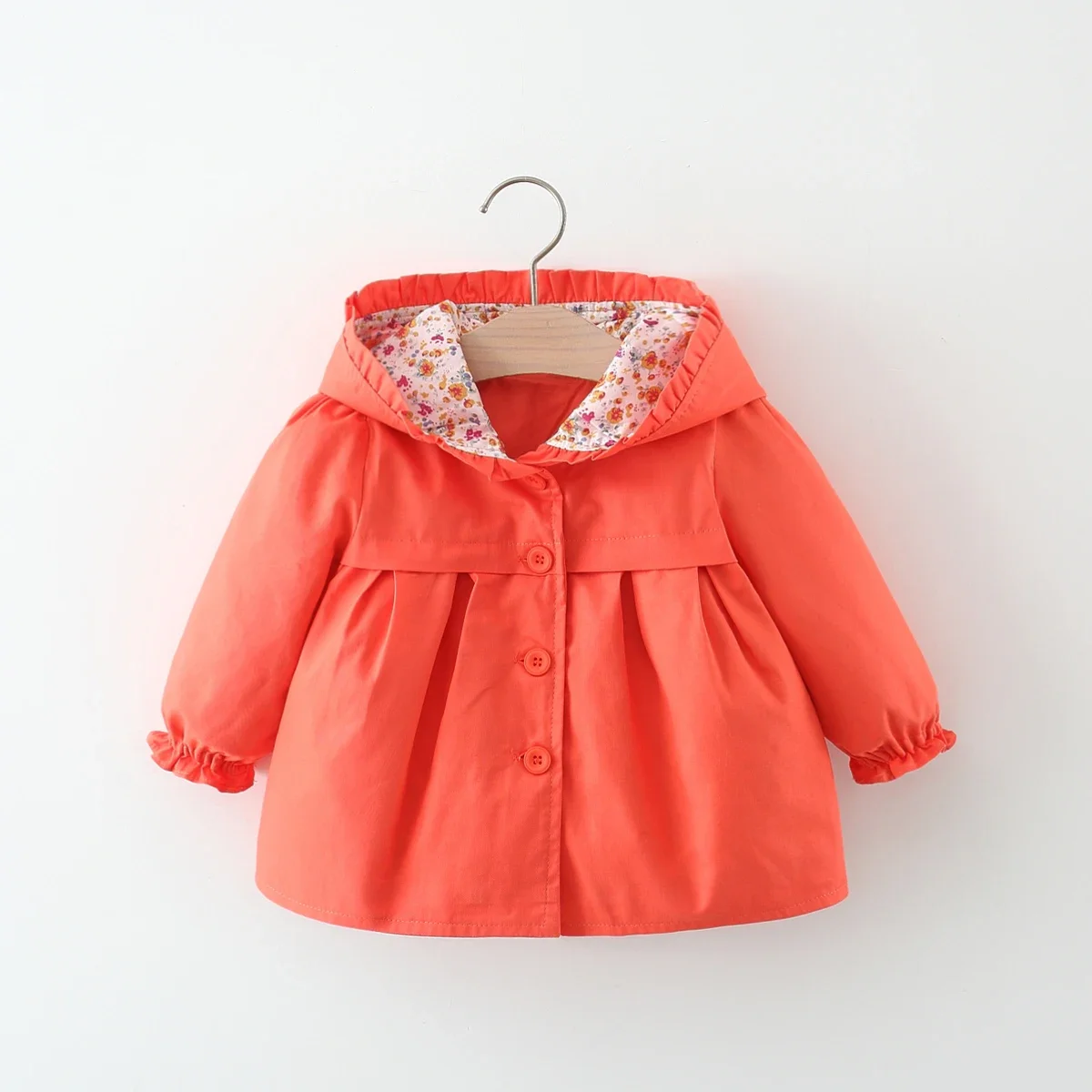 Newborn Baby Girl Clothes Spring And Autumn Solid Color Baby Girl Coat Simple Girl\'S Windbreaker