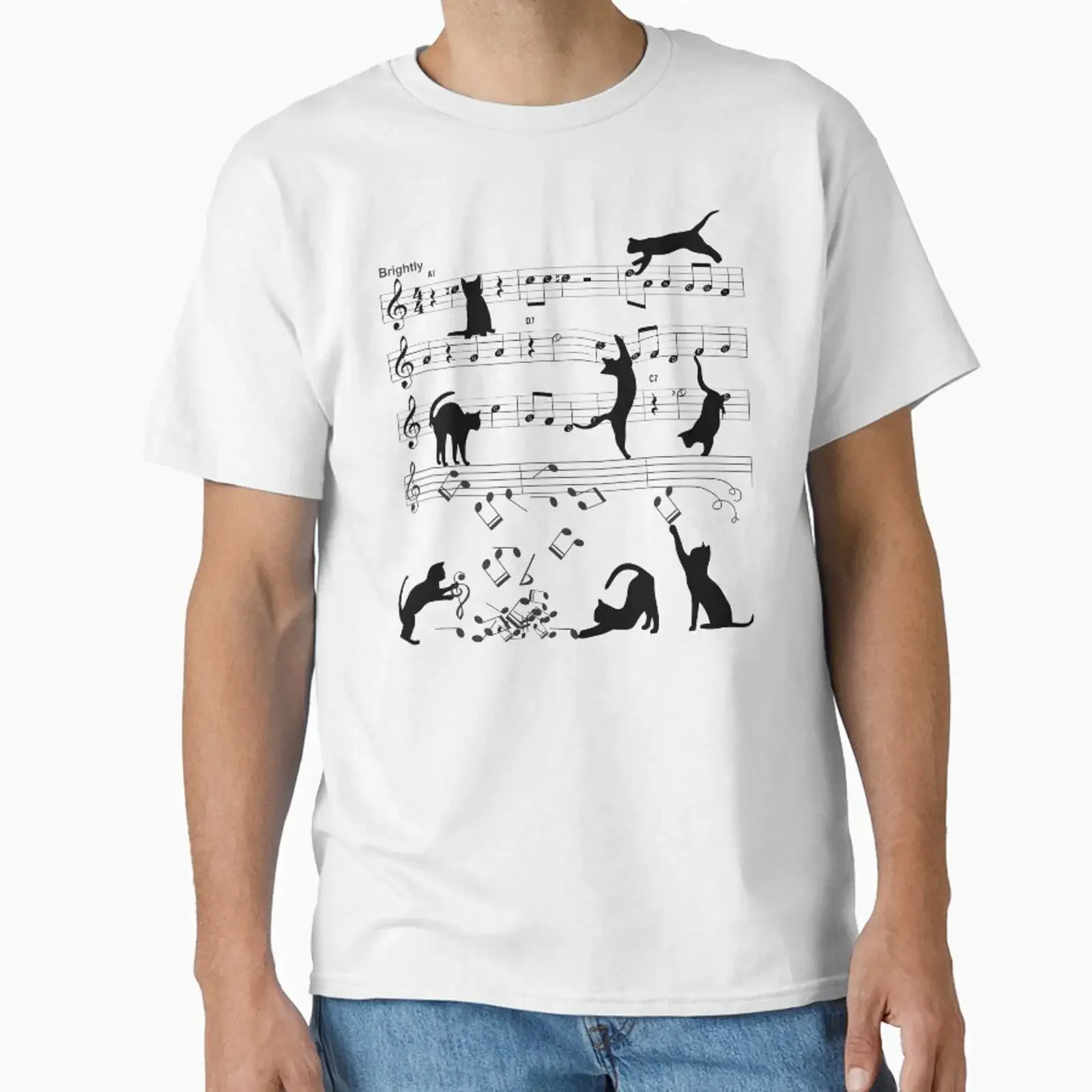 Cat Playing Clef Notes Piano Music Funny Musical Cats Cute designed and sold by alenaz vintage Washed Soft Unisex fashion