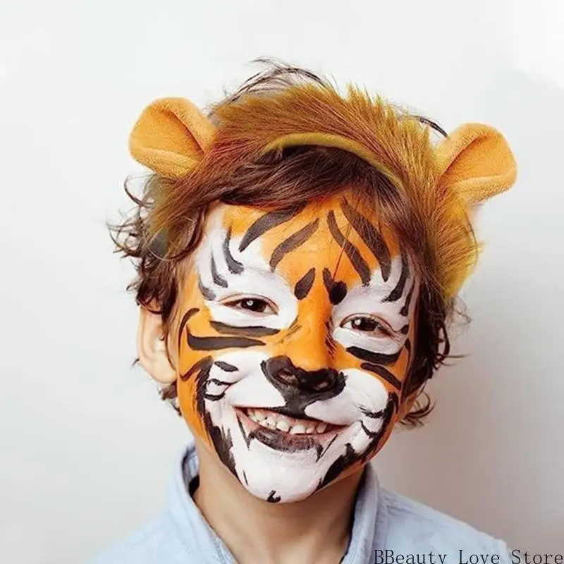 ชุดสิงโตชุดสิงโตหูหางตุ๊กตาสัตว์ชุดแฟนซีชุดอุปกรณ์เสริมสำหรับเด็กฮัลโลวีนคอสเพลย์อุปกรณ์เสริม