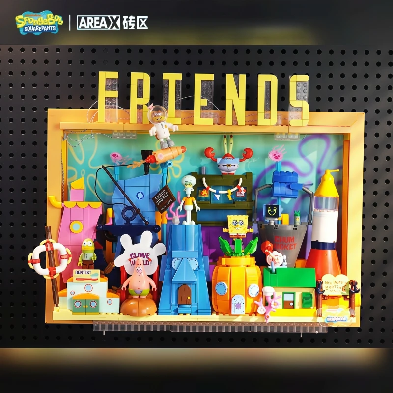 

AREA-X New Product SpongeBob SquarePants 99th Anniversary Fashion Toy Building Blocks Photo Frame Construction Jewelry Gift