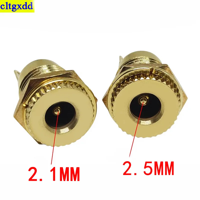 Cltgxdd 2/5/10 Piece Gold-Plated DC Socket 5.5x2.1mm/5.5x2.5mm DC Power Male/Female Socket Adapter DIY Welding Panel Connector