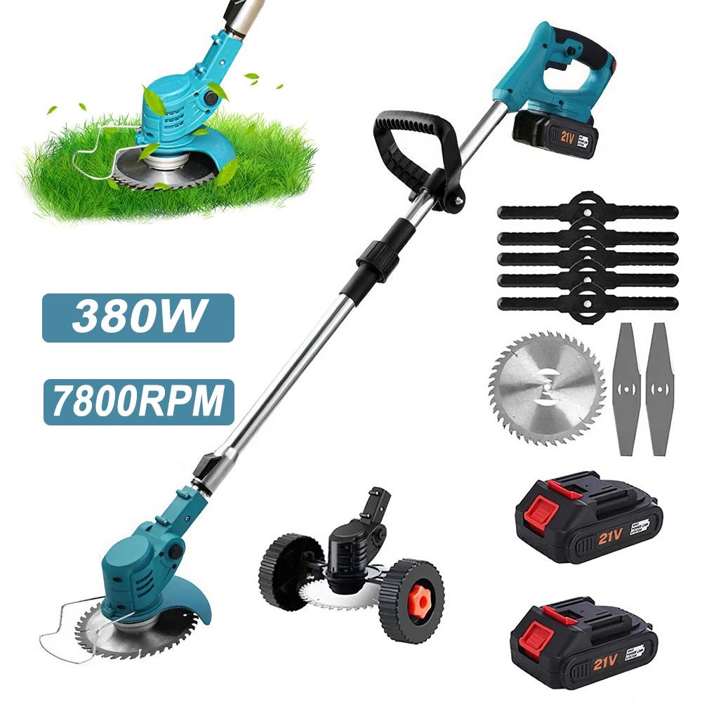 21V Electric Lawn Mower Handheld Cordless Grass Trimmer Length Adjustable Telescopic Cutter Garden Tools For Makita 21V Battery