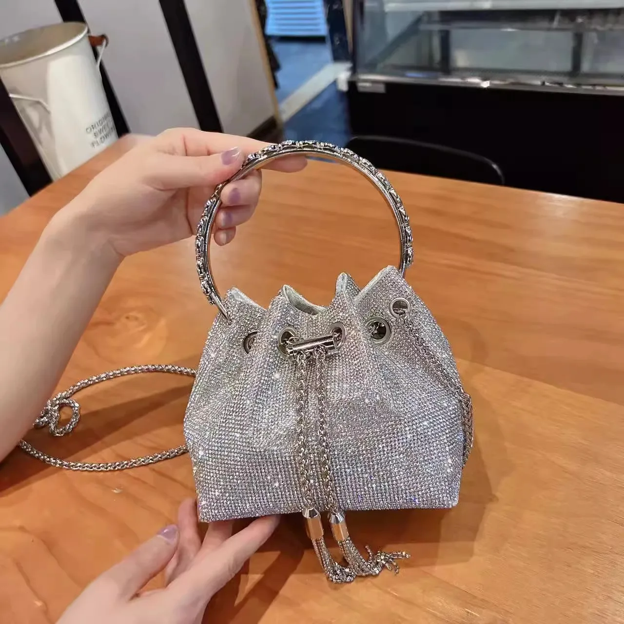 Wedding Party Bling Shiny Clutch Purse Fashion Luxury Women's Handbag Glitter Rhinestones Diamond Evening Bag Crossbody Bag