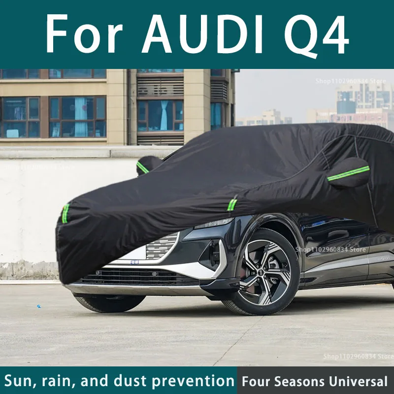 

For Audi Q4 210T Full Car Covers Outdoor Sun Uv Protection Dust Rain Snow Protective Anti-hail Car Cover Black Auto Cover