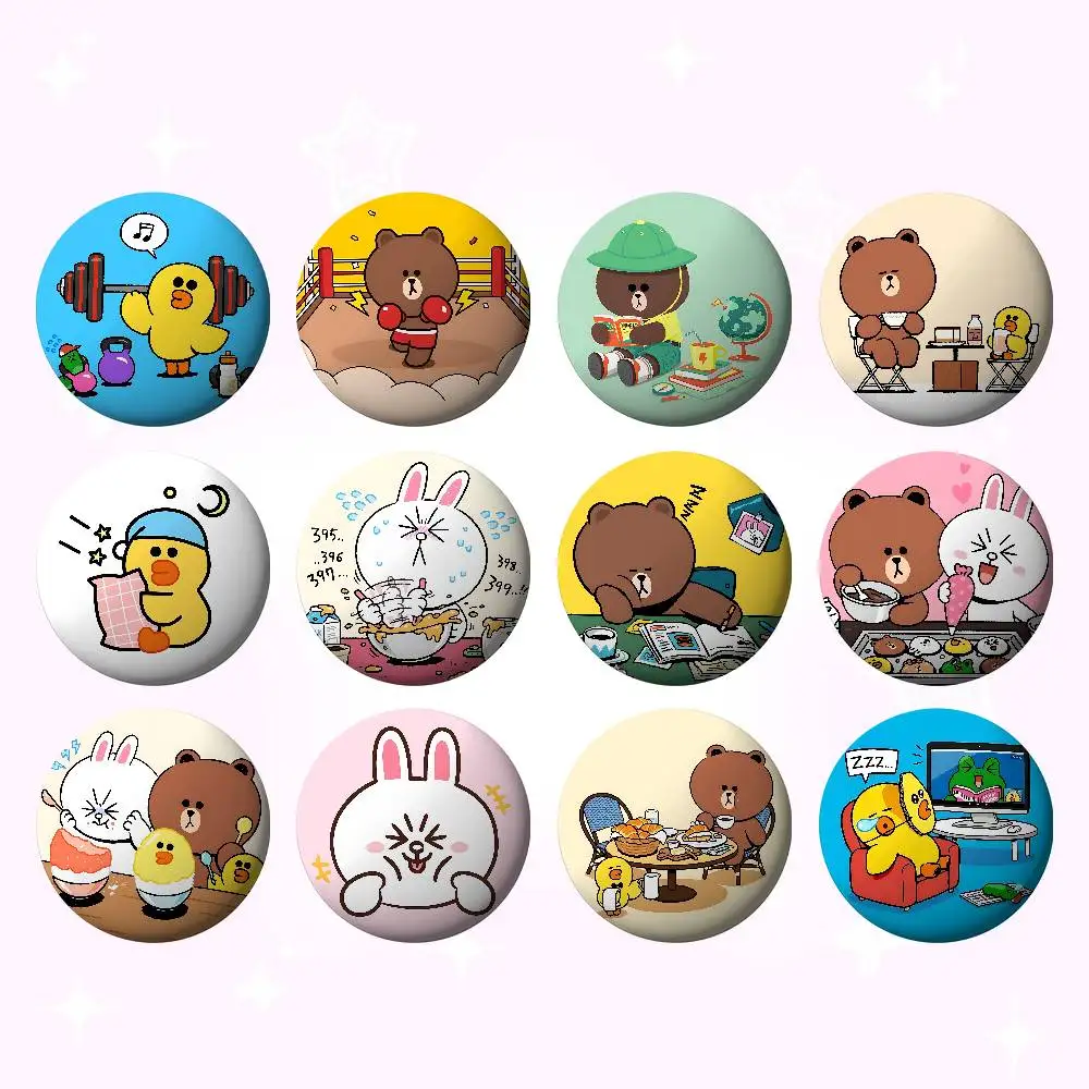 Cute Browns Bear Badges Tinplate Soft Button Pin Brooch Metal Badge Custom Jewelry Accessories Hat Bag Lapel