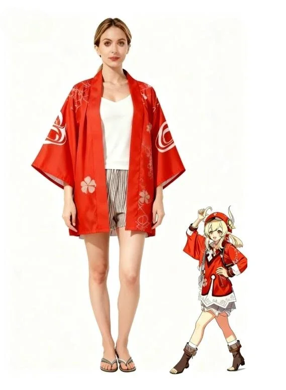 

Genshin Impact Cosplay Kimono Cloak Animation Dardalla Zhong Li Cong Wendy Feng Yuan Wanye Feather Woven Coat Cloak Costumes
