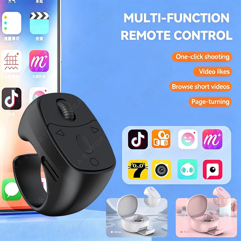 Wireless Bluetooth Phone Remote Control for Short Videos Photo Taking eBook Turning Fingertip Page Turner For Android IOS R12