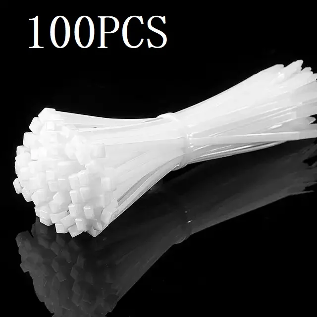 100Pcs Self-locking Plastic Nylon Tie White3x80 3x100 3x120 3x150 3x200 Cable Tie Fastening Ring 4X300 Cable Tie Zip Wraps Strap