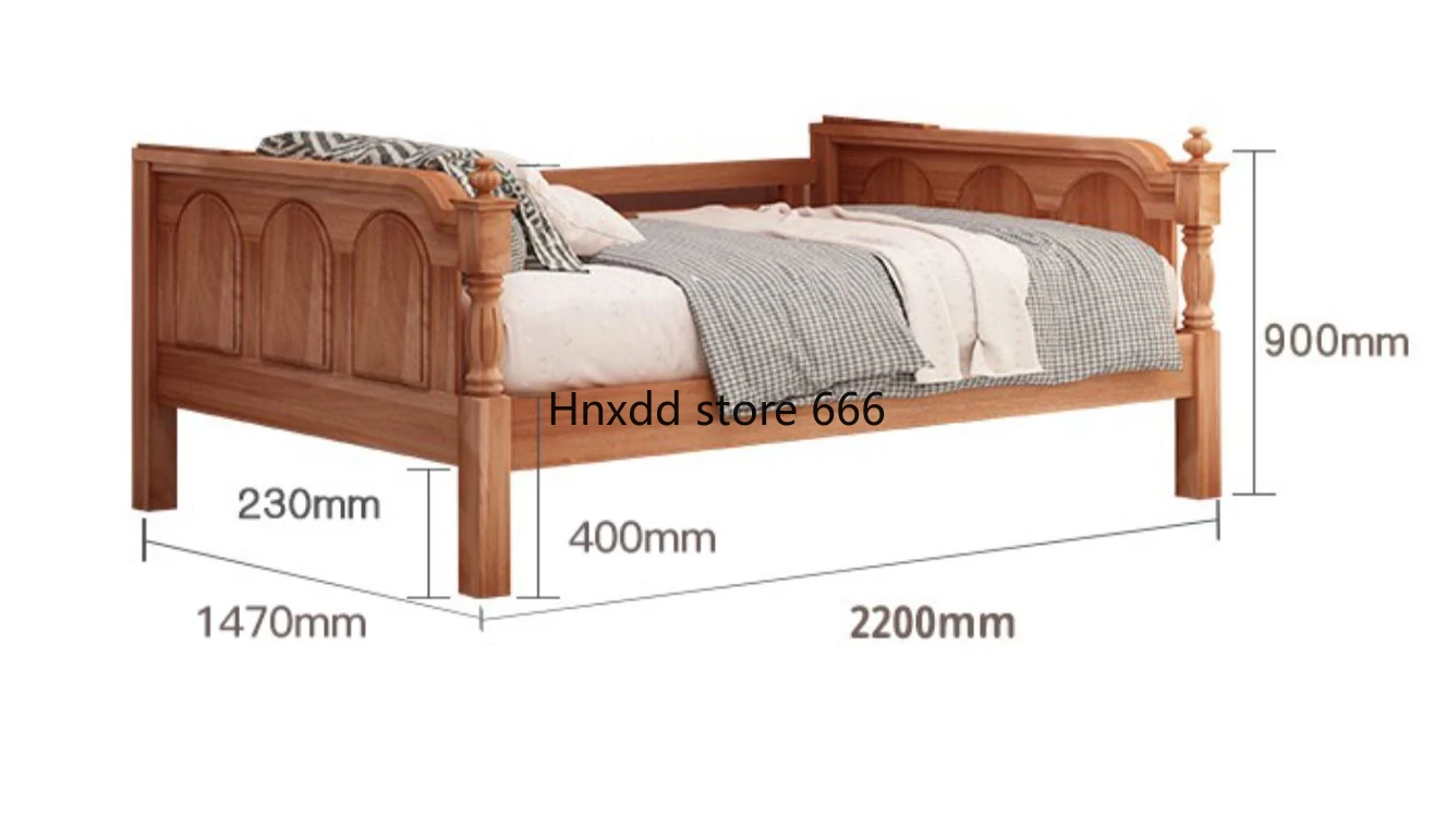 Golden sandalwood solid wood children's bed with guardrail