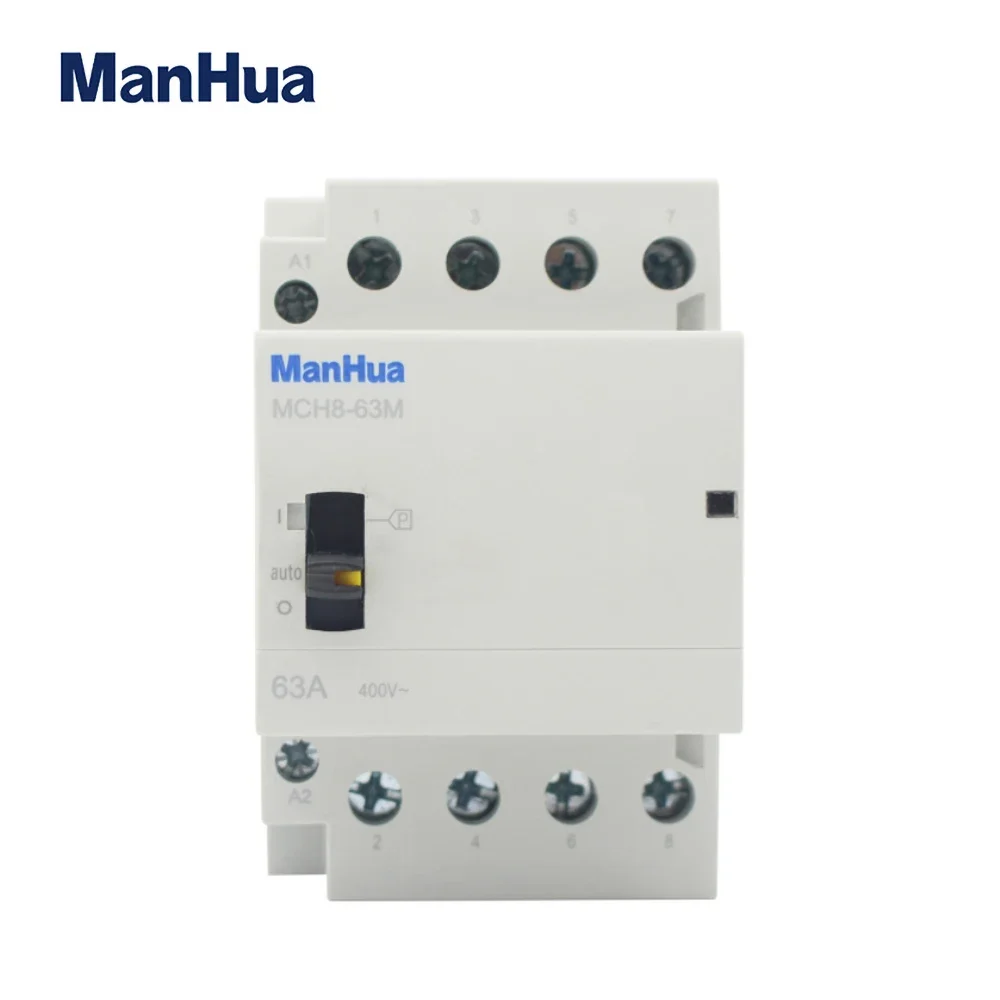 ManHua MCH8-63M 4P 63A 220V/230V 50/60HZ Din rail Household ac Modular contactor with Manual Control Switch