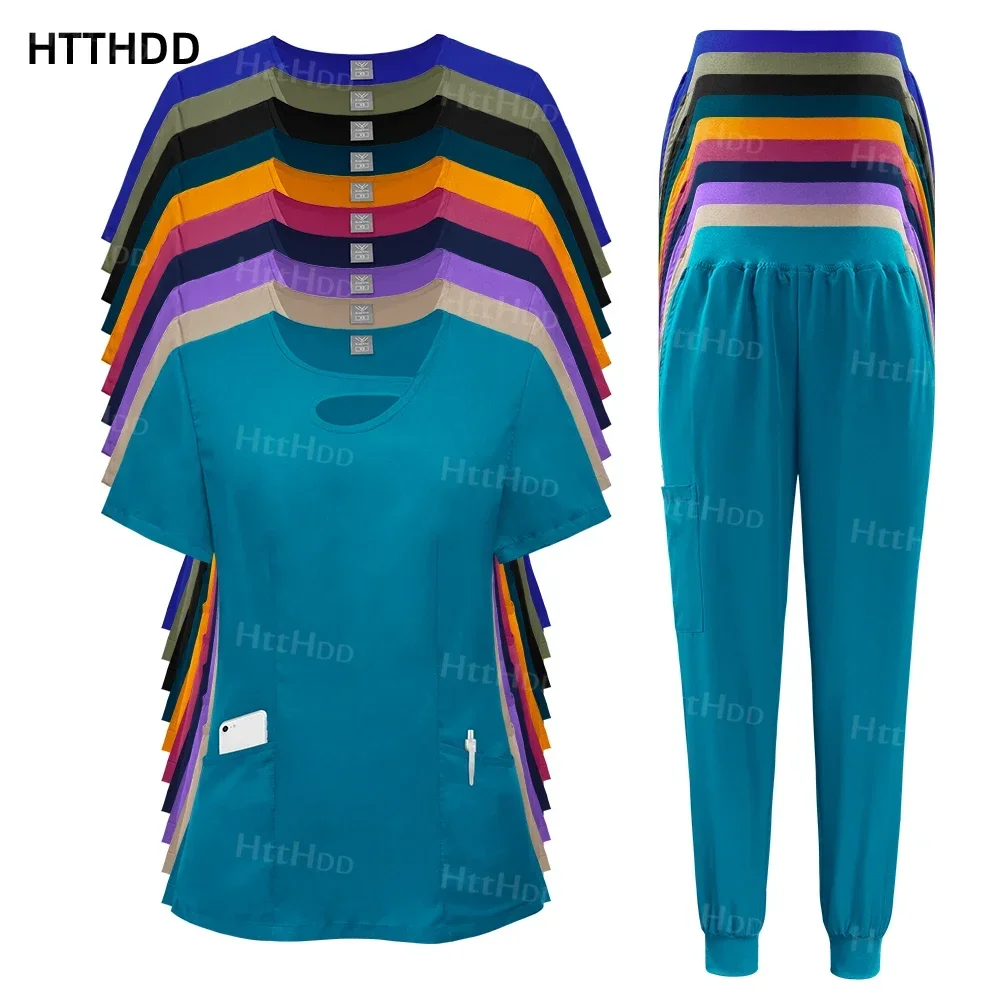 

Nursing Hospital Sets Medical Scrubs Women Nurse Uniform Fashion Healthcare Pharmacy Workwear Soft Multicolour Scrub Joggers Set