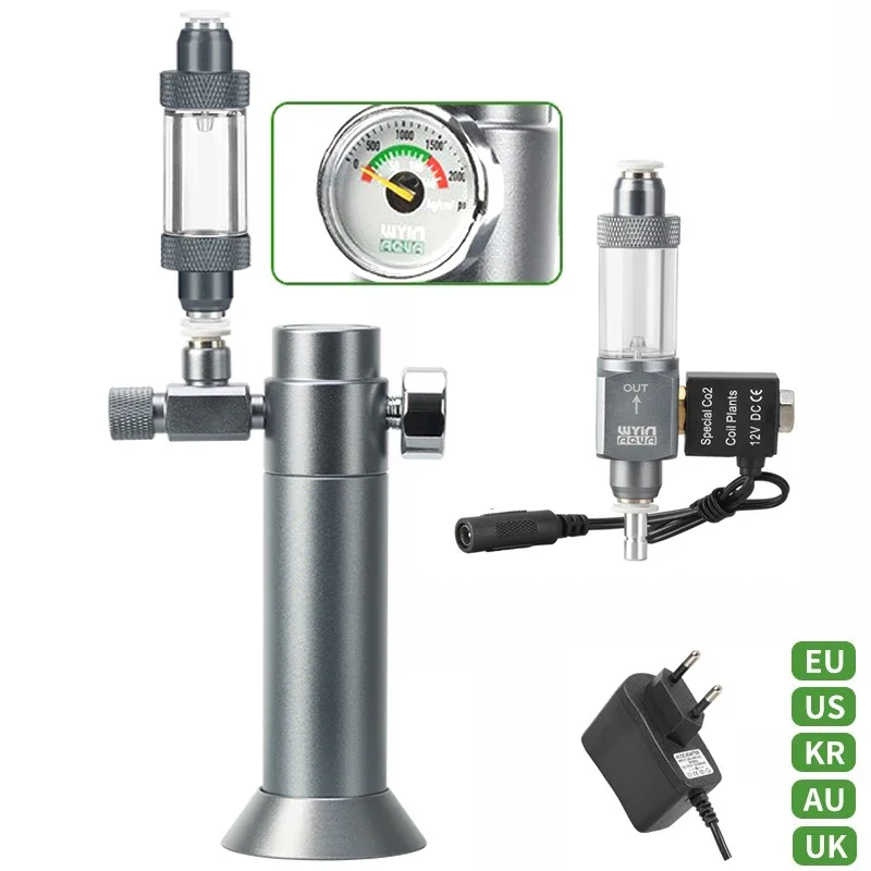DIY Aquarium CO2-Regler Magnetventil Blasenzähler CO2 Kleine Gasflasche 3-8UNF Fischbecken CO2-Druckminderventil