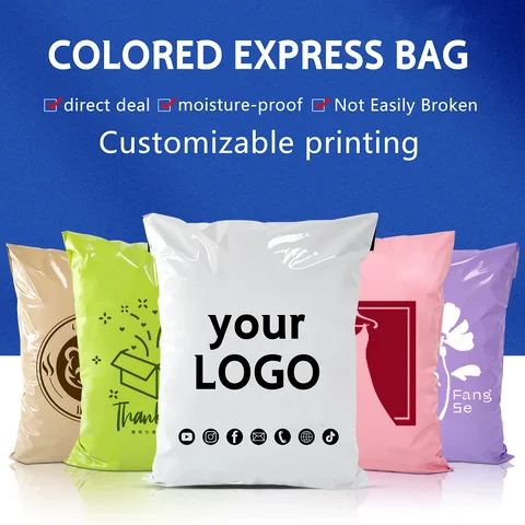 50 PCS Self-sealing Sticky Express Bags Storage Bags Plastic Envelope Mailing Bags Postal Transport Bags Custom Logo Printing