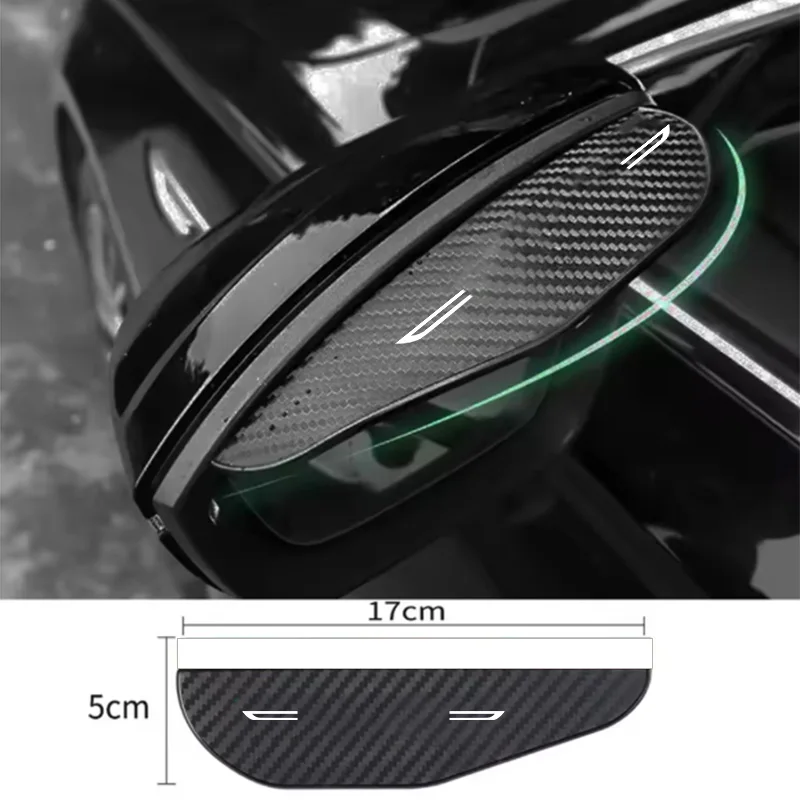 Carbon Fiber Pattern Rain Shield for Car Rearview Mirror, Anti-Rain Reflective Mirror, Widened and Enlarged Rain Shield