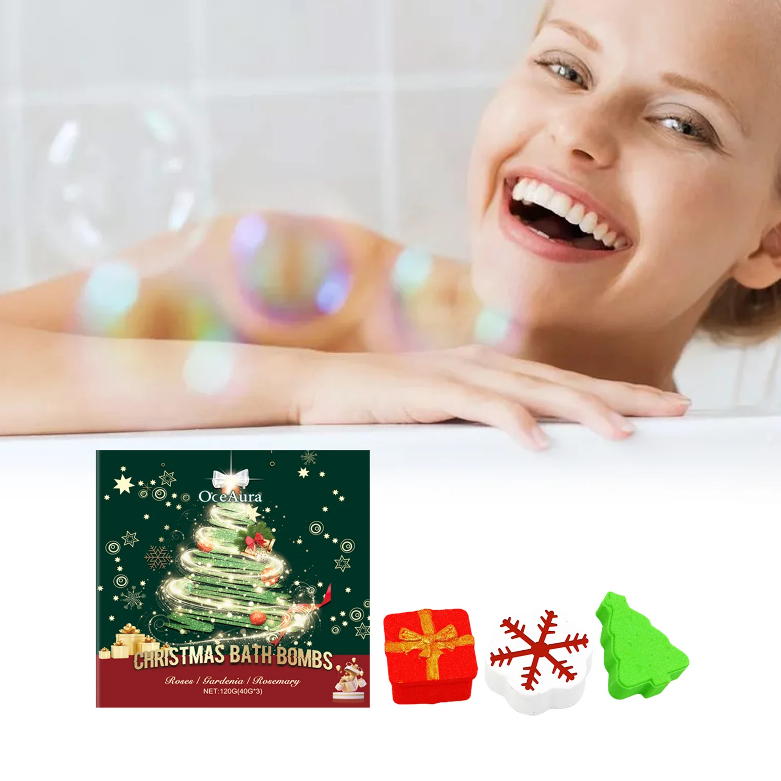 قنابل حمام عيد الميلاد للبالغين والأطفال مجموعة كرات الاستحمام المفاجئة للبشرة النظيفة وإزالة الأوساخ وصابون الحمام المعطر للأطفال قنبلة الاستحمام الفقاعية #3