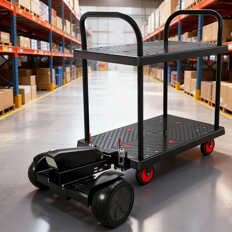 Electric flatbed truck, truck, small trolley, warehouse express transportation, balance car, picking power tool cart