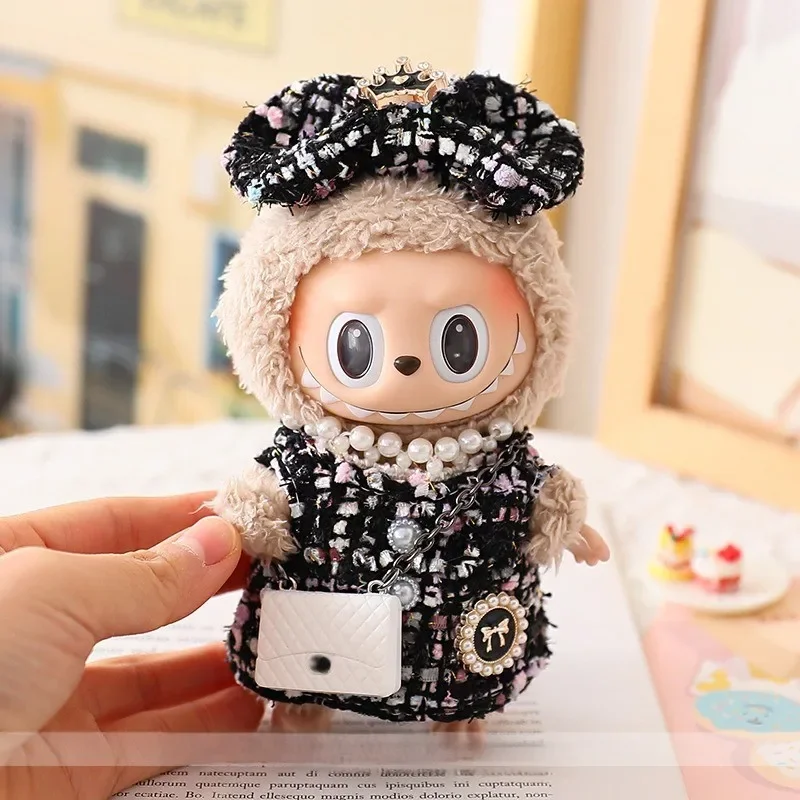 Ropa Labubu 17cm Doll Stylish Overalls Clothes Set Pendant Cute Clothes with Fragrant Style For V1/V2 Labubu