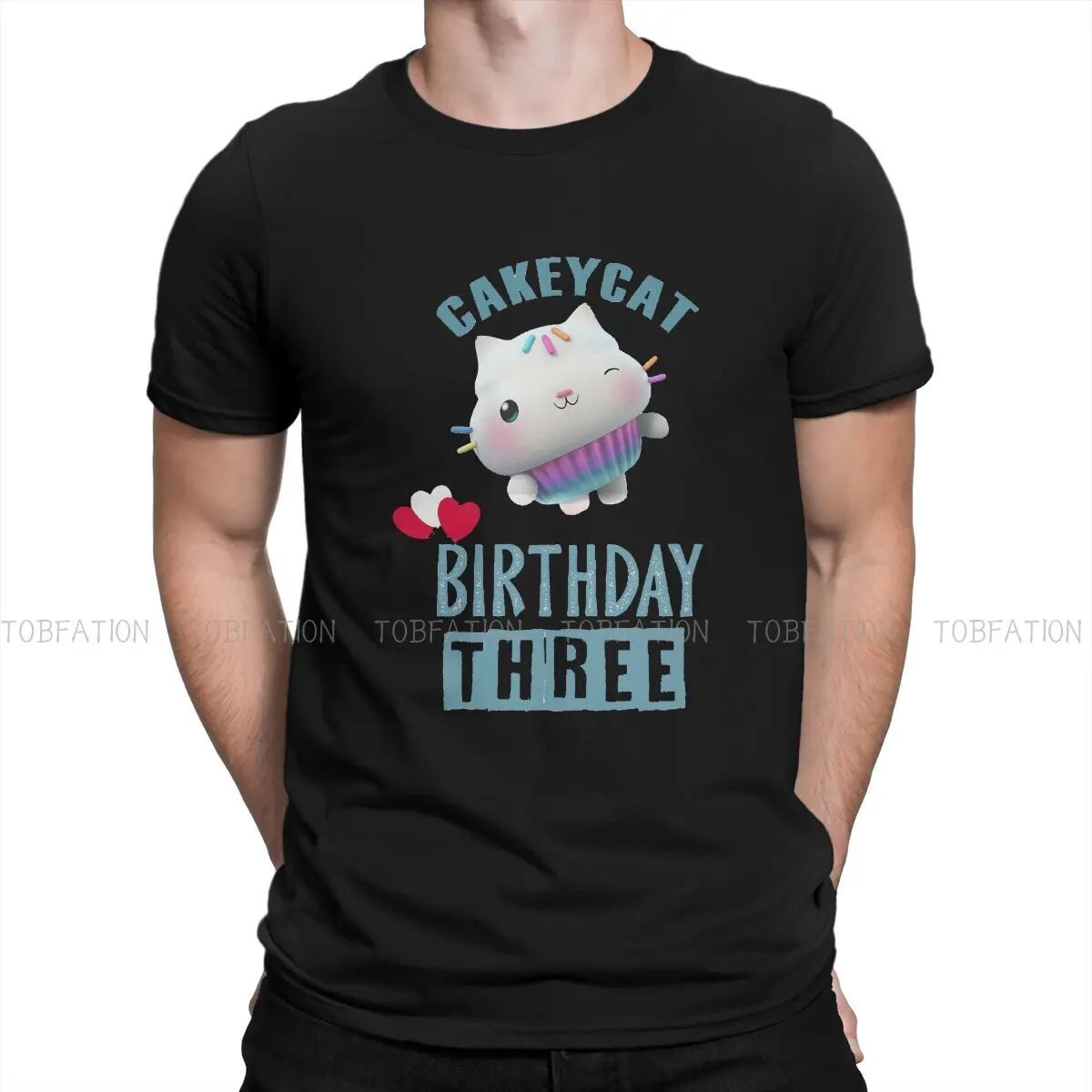 Birthday Family  O Neck TShirt Gabby's Dollhouse Gabby Cartoon Fabric Basic T Shirt Men Clothes Fashion Hot Sale