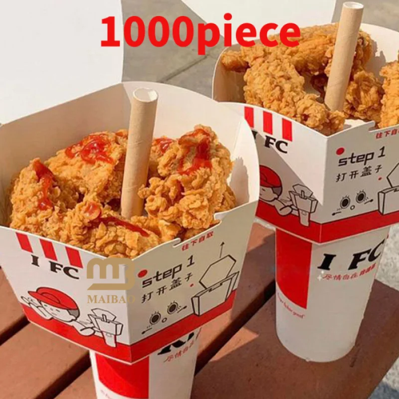 10 00piece.Custom.Personalized Custom logo design Takeaway fast Food Burger Box Packaging Cup Holder Wings Fried Chicken French