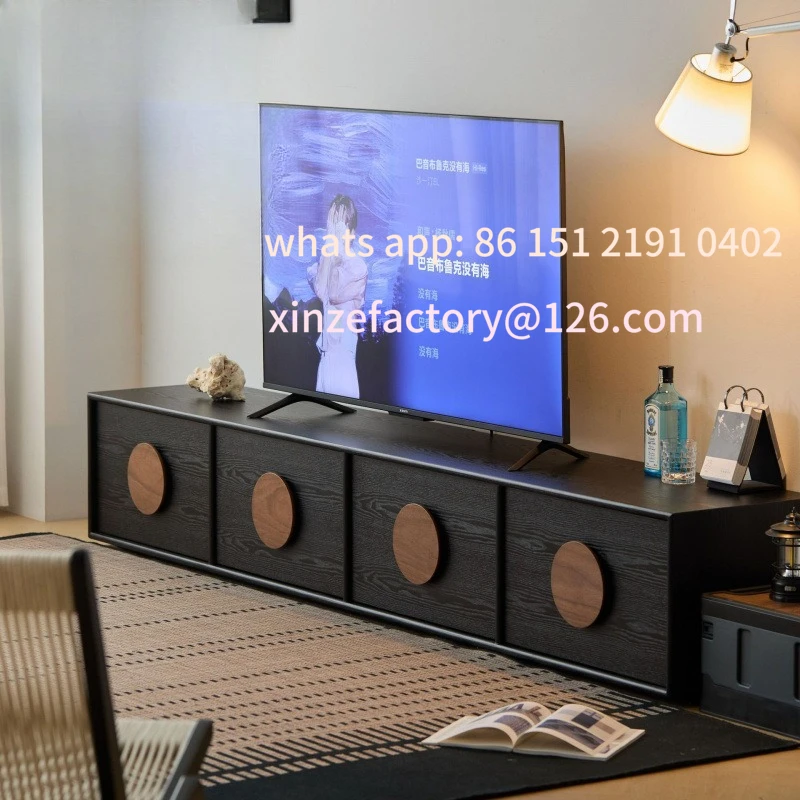 

Customizable medieval solid wood French retro style TV cabinet Living room storage locker Sunset floor cabinet