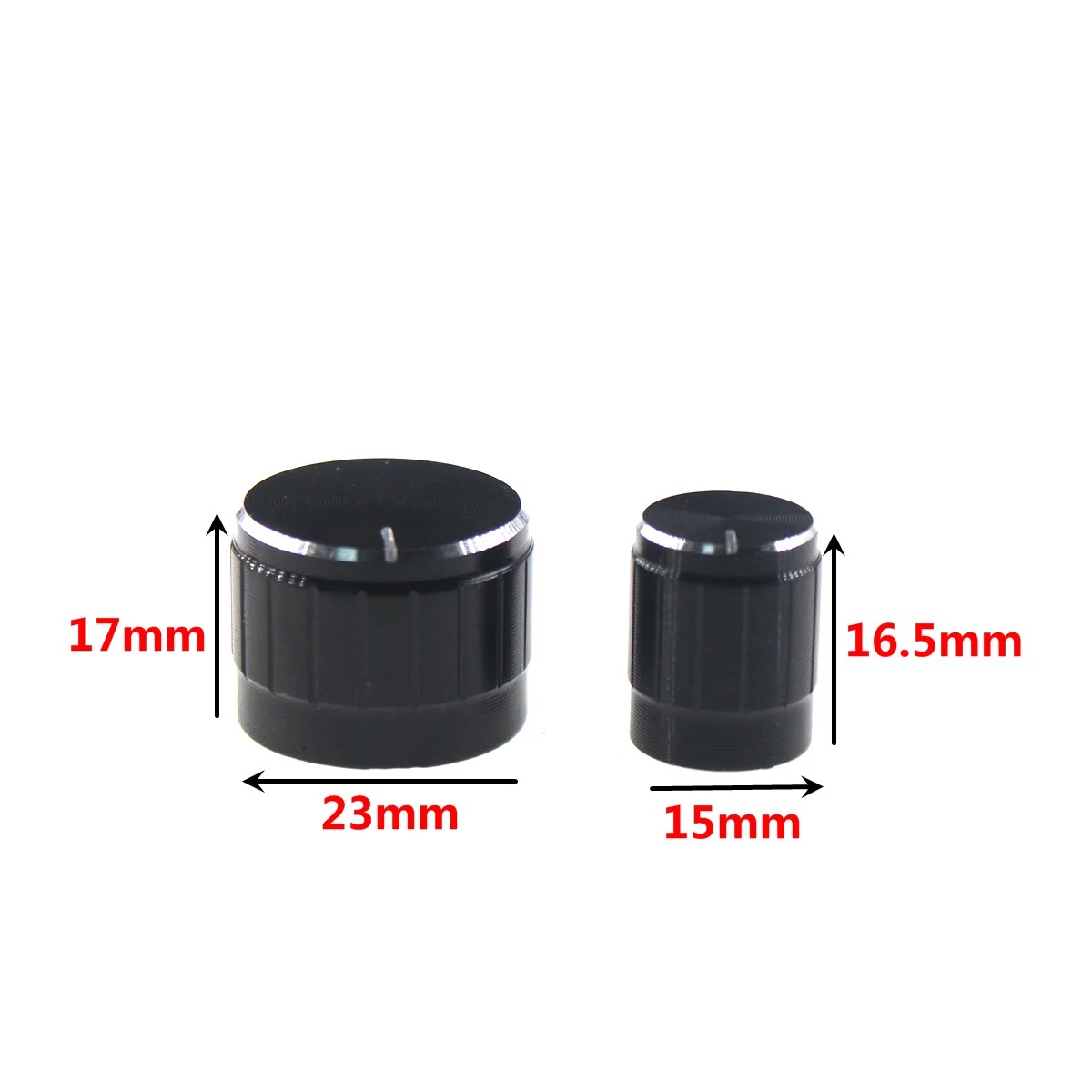 5PCS aluminum alloy knob hat 23*17/21*17/16.5*15mm inner hole diameter 6 mm amplifier audio aluminum alloy knob