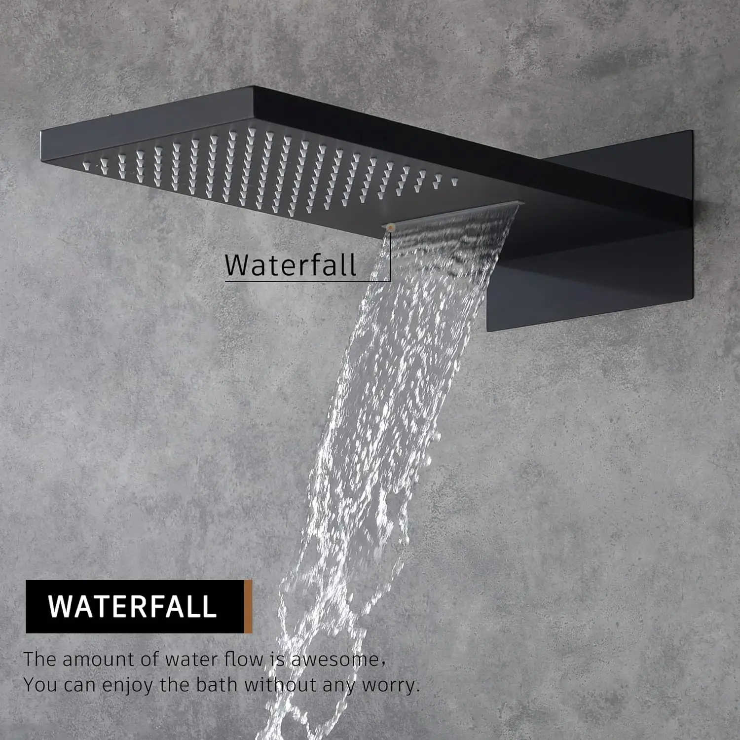 Torayvino Luxury Black Shower Head Rainfall Waterfall Bathroom Shower Faucet Set Spray Brushd Gold Outdoor Rinsing Mixer Taps