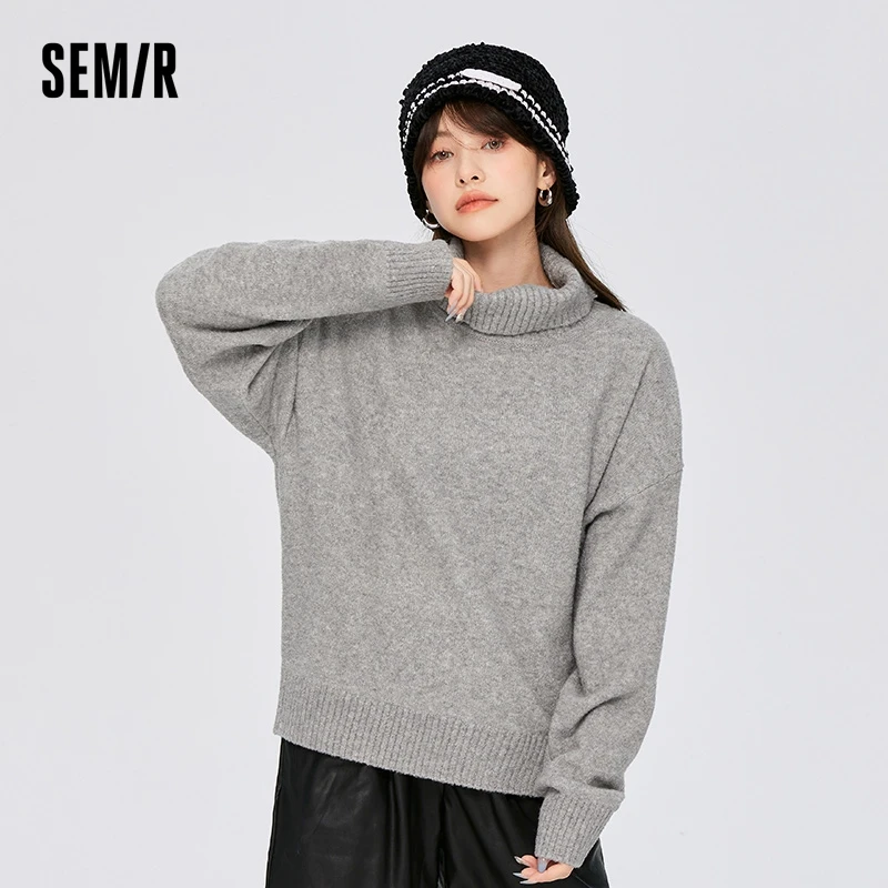 Semir Sweater Women Winter Turtleneck Oversize Soft Waxy 2023 New Solid Color Outer Wear Versatile Sweater