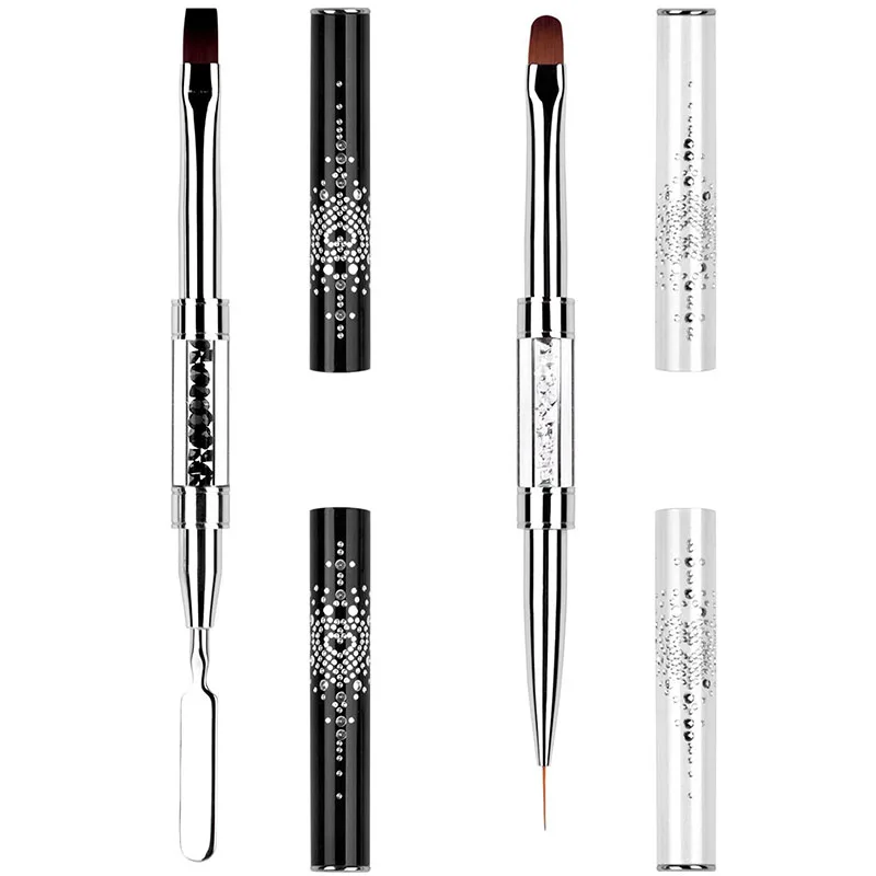 

1 шт. двусторонняя жесткая тонкая маникюрная гелевая кисть для французского строителя, кисть для градиента для ногтей, кисть для дизайна ногтей, инструмент для ногтей XJS08