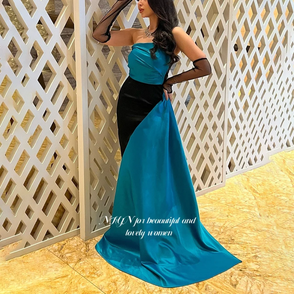 

NFYN Mermaid Formal Dress Two Colors Prom Dress with Side Train Party Dress for Arabic Women حزب فساتين Customized